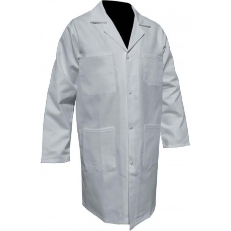 Blouse homme Poly Coton à pression blanche PBV Securama